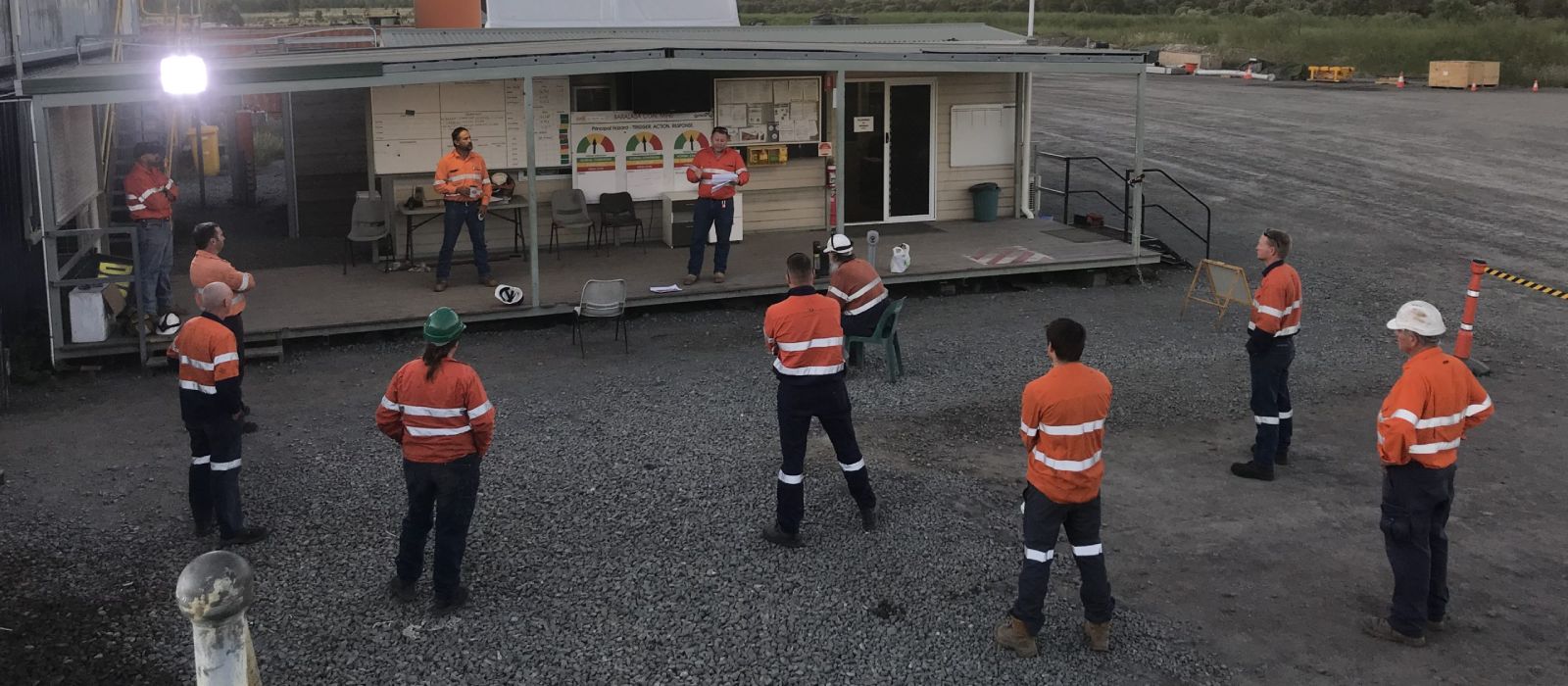Miners physical distancing on site Miners physical distancing on site