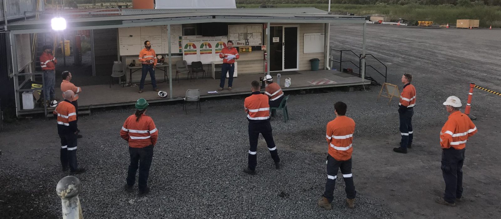 Miners physical distancing on site