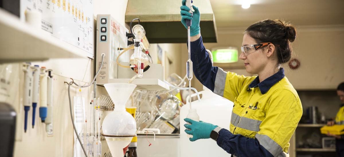 woman working in on-site lab