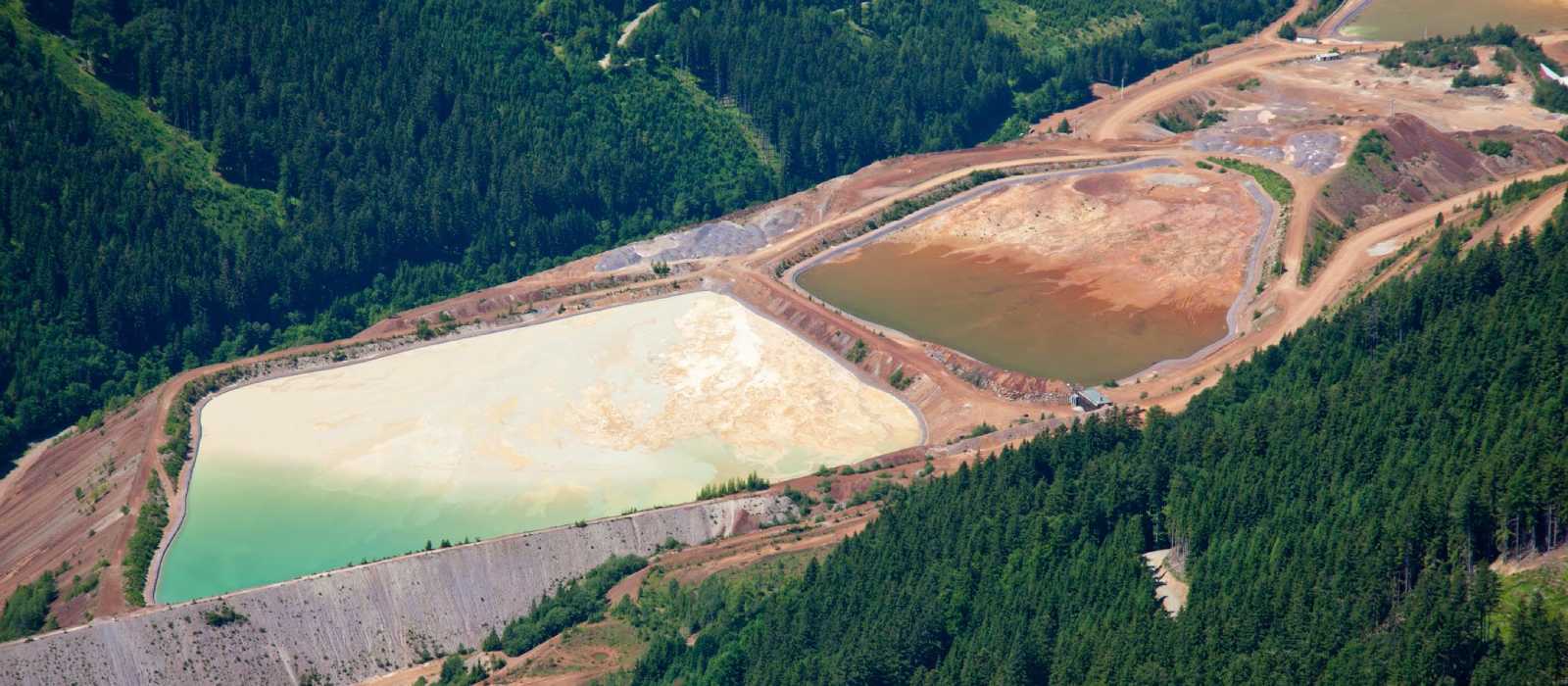 aerial view of tailings dams