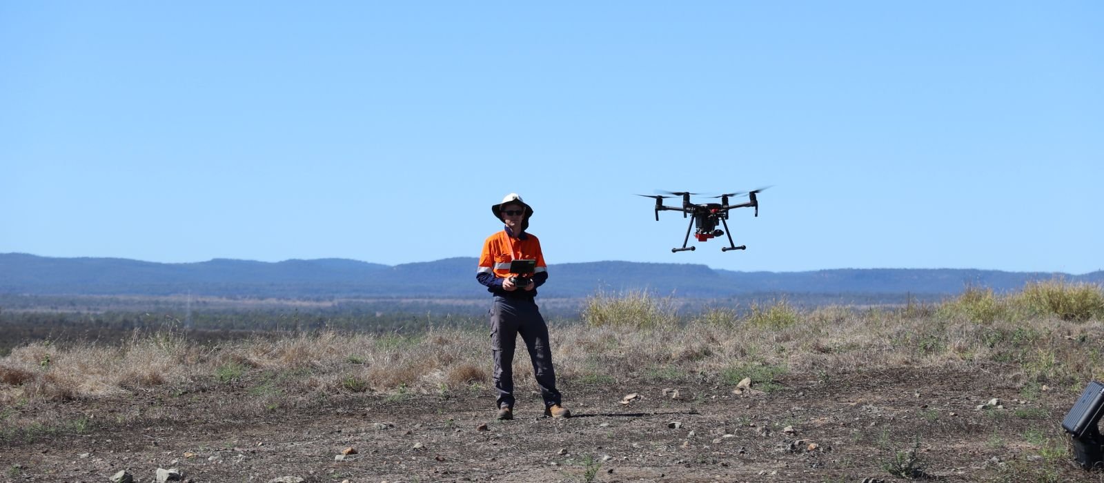 Mine worker and drone