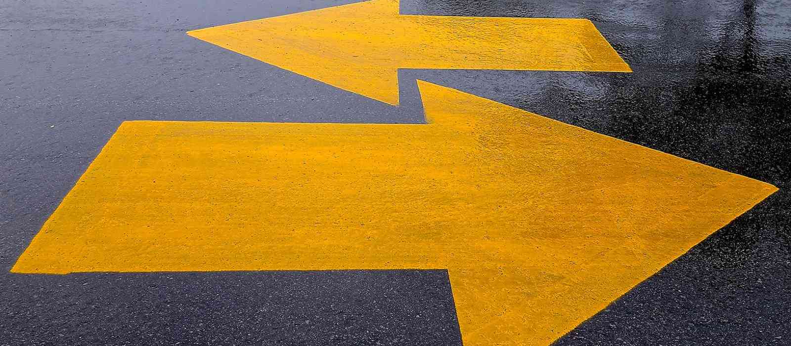 arrows painted on ground
