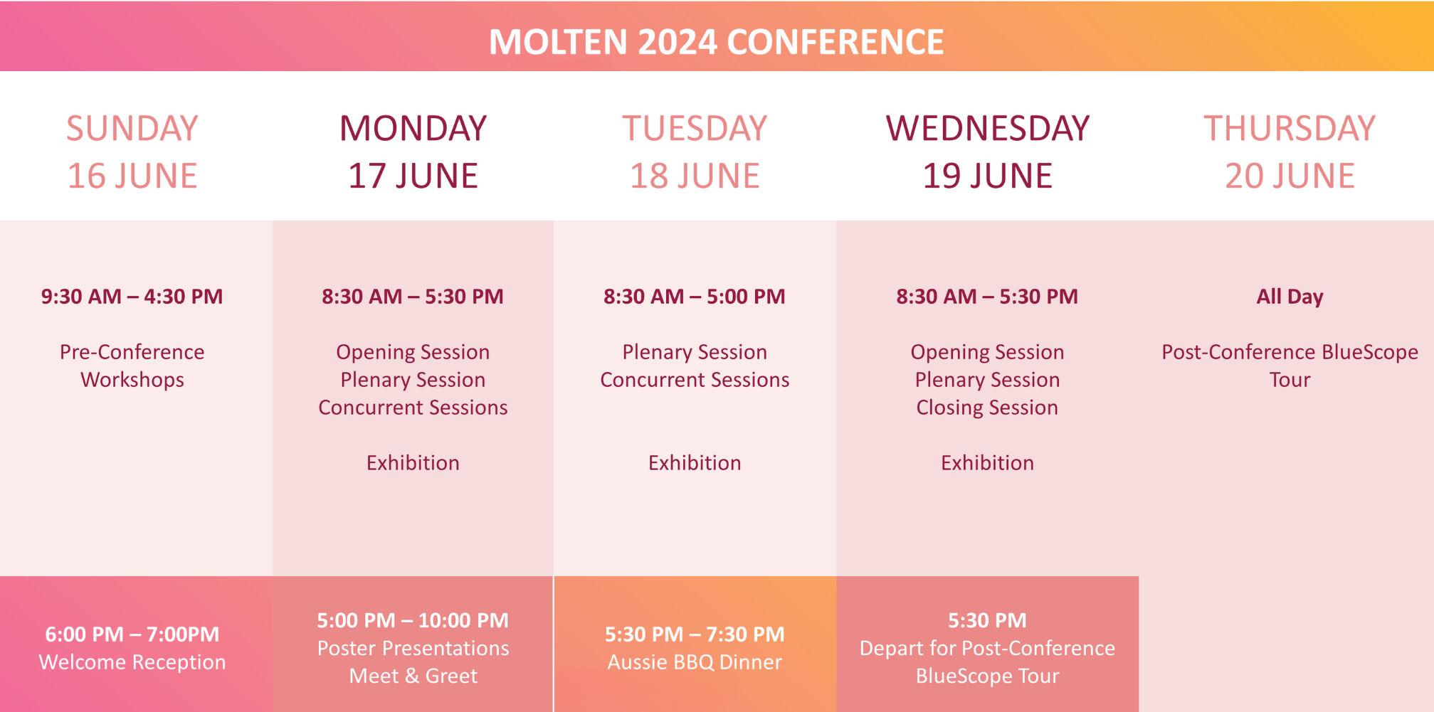 Molten conference schedule at a glance 2024